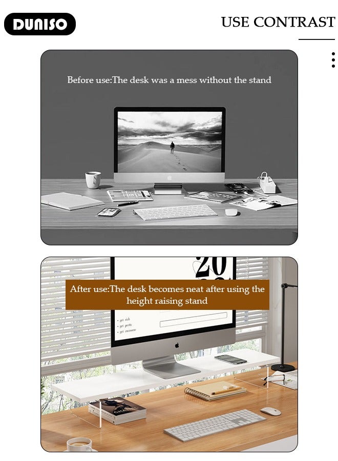 DUNISO Monitor Stand Riser, Acrylic Material Desktop Organizer Stand, Durable Desktop Shelf for Relieve Cervical Fatigue, Multipurpose Desktop Stands Organizer for Desk, TV/Screen/PC/Printer  - Image 5