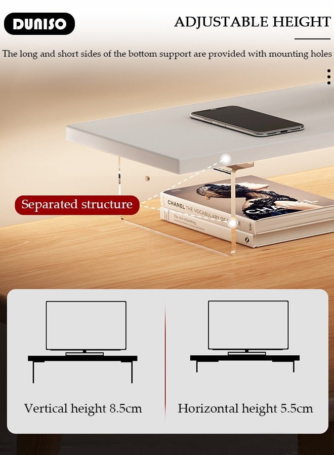 DUNISO Monitor Stand Riser, Acrylic Material Desktop Organizer Stand, Durable Desktop Shelf for Relieve Cervical Fatigue, Multipurpose Desktop Stands Organizer for Desk, TV/Screen/PC/Printer  - Image 4