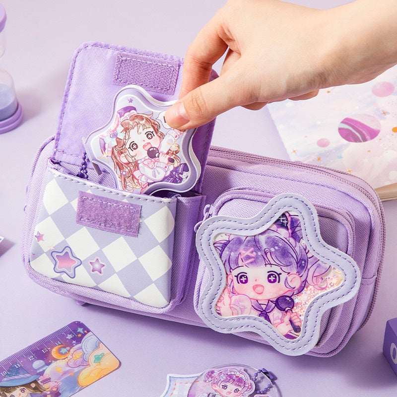 Xinmo Shiny Pencil Case Decompression Large Capacity Pencil Case Popular Stationery Box Multifunctional Pencil Case - Image 4