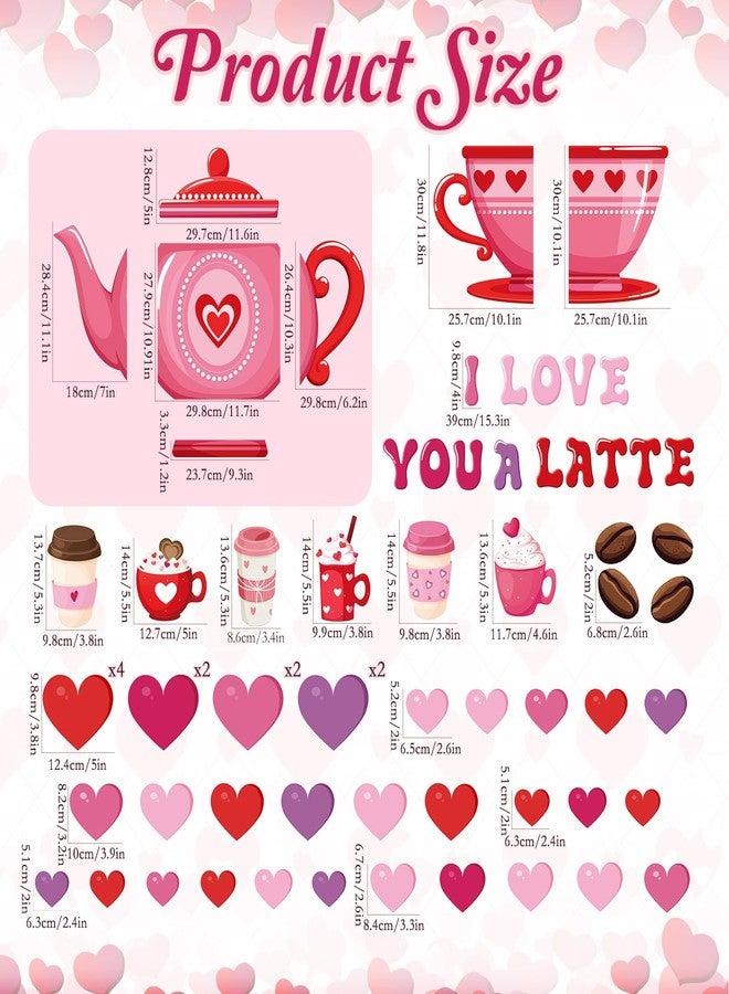 Epakh Valentines Bulletin Board Decorations Set Heart Paper Cutouts Pink Red Love Cardboard Cutouts I Love You a Latte Coffee Classroom Decorations for Door Chalkboard Wall School Party Supplies - Image 2