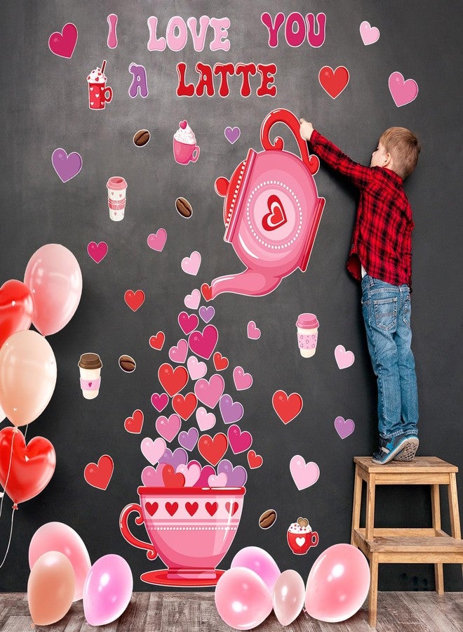 Epakh Valentines Bulletin Board Decorations Set Heart Paper Cutouts Pink Red Love Cardboard Cutouts I Love You a Latte Coffee Classroom Decorations for Door Chalkboard Wall School Party Supplies - Image 5