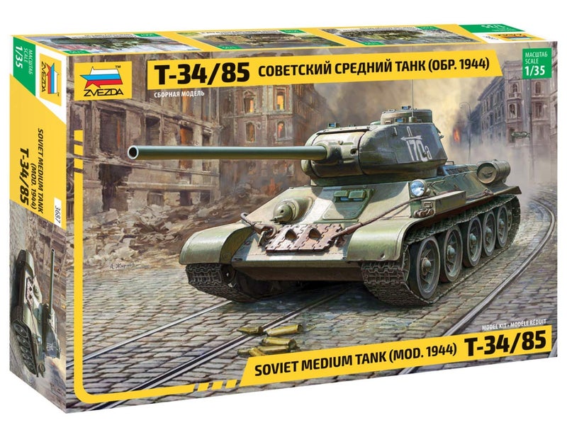 Zvezda 3687 Soviet Medium Tank mod 1944 T3485 Plastic Model Kit Scale 136 Lenght 239 cm 95 236 Details Unpainted - Image 2