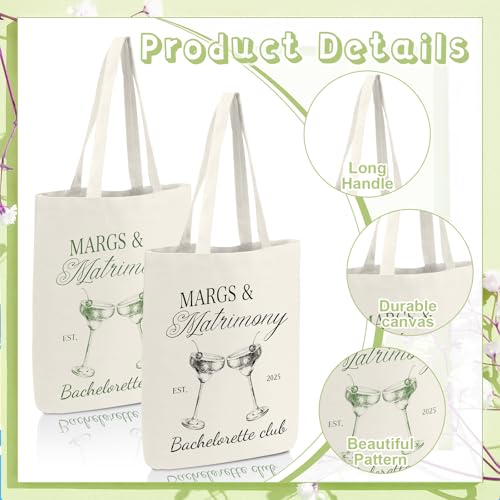 Jiytivity 12 Pcs Margs and Matrimony Bachelorette Bags Beach Bachelorette Tote Bag Bridesmaid Tote Bag for Bridesmaid Bridal Shower Wedding Birthday Tote Bride Beach Canvas Bag Coastal Favor Supplies - Image 5