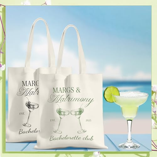 Jiytivity 12 Pcs Margs and Matrimony Bachelorette Bags Beach Bachelorette Tote Bag Bridesmaid Tote Bag for Bridesmaid Bridal Shower Wedding Birthday Tote Bride Beach Canvas Bag Coastal Favor Supplies - Image 3