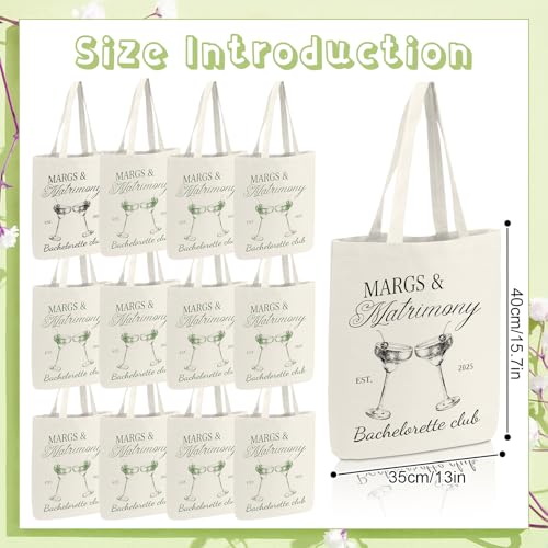 Jiytivity 12 Pcs Margs and Matrimony Bachelorette Bags Beach Bachelorette Tote Bag Bridesmaid Tote Bag for Bridesmaid Bridal Shower Wedding Birthday Tote Bride Beach Canvas Bag Coastal Favor Supplies - Image 4