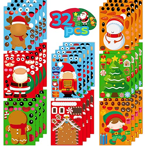 N.C Christmas Stickers for Kids 32PCS Christmas Stickers for Crafts Kids Make Your Own Face Sticker s Crafts for Toddlers Xmas Sticker - Image 1