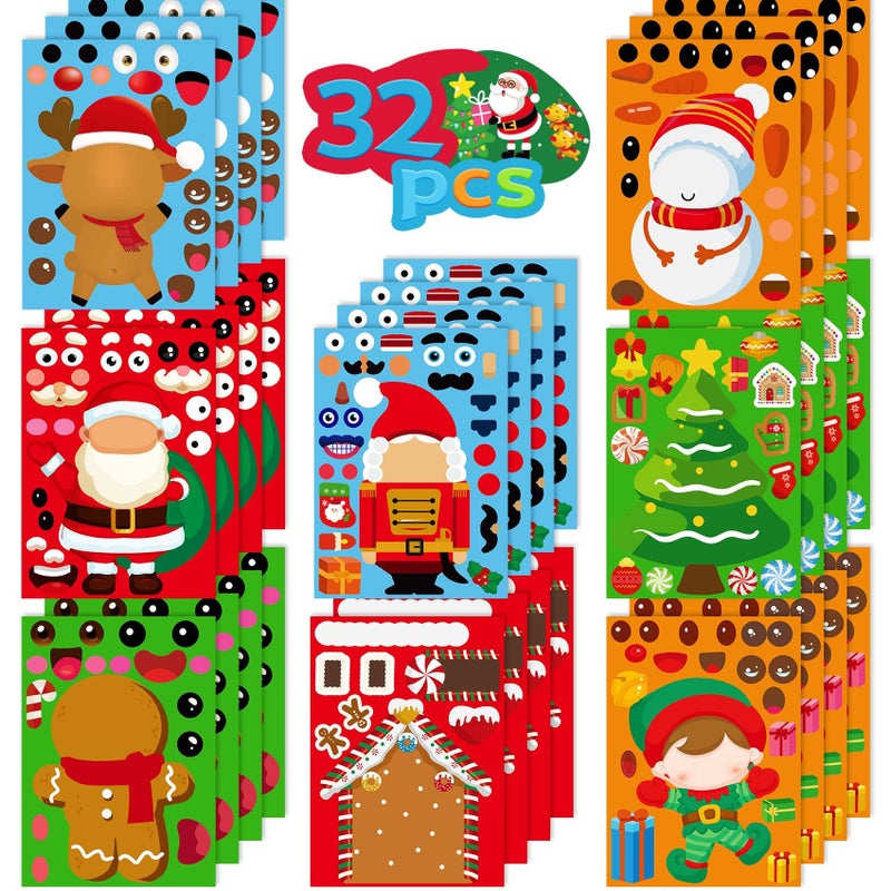 N.C Christmas Stickers for Kids 32PCS Christmas Stickers for Crafts Kids Make Your Own Face Sticker s Crafts for Toddlers Xmas Sticker - Image 3