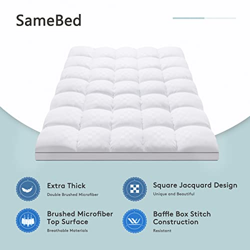 SameBed وسادة مرتبة SameBed كينج، غطاء مرتبة سميك إضافي لآلام الظهر، واقي مرتبة تبريدي مع جيب عميق من 8-21 بوصة، حشو بديل للريش مملوء بشكل زائد - Image 2