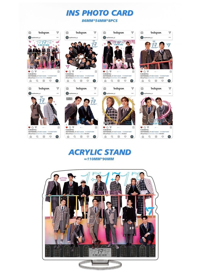 Generic SEVENTEEN New Album 17 IS RIGHT HERE Gift Box Set with Lomo Cards, Acrylic Stand, Hand Account Tape, Lanyard, Stickers, Photo Card  - Image 3