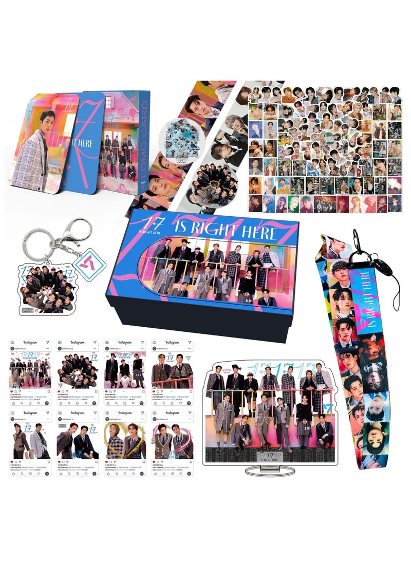 Generic SEVENTEEN New Album 17 IS RIGHT HERE Gift Box Set with Lomo Cards, Acrylic Stand, Hand Account Tape, Lanyard, Stickers, Photo Card  - Image 1