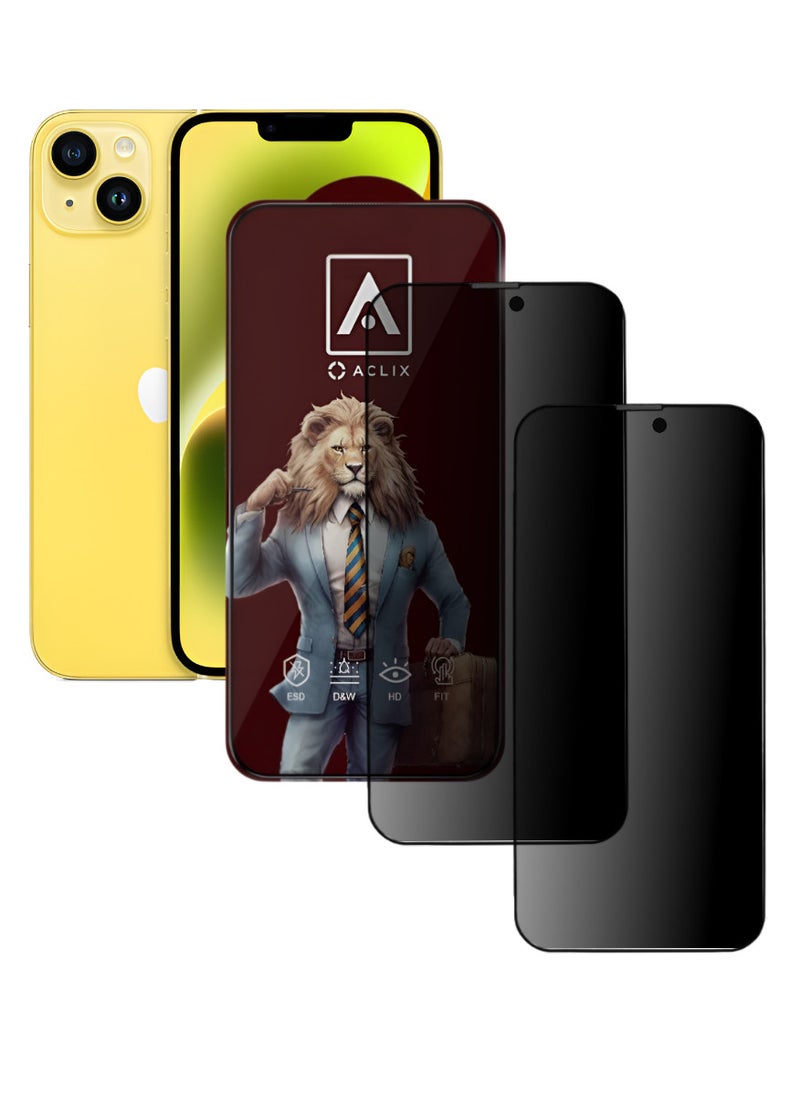 ACLIX 2 Pieces Antistatic ESD Dust Proof Premium Quality High Definition Anti-Spy Privacy Tempered Glass Screen Protector Designed For  iPhone 14 Plus - Image 1