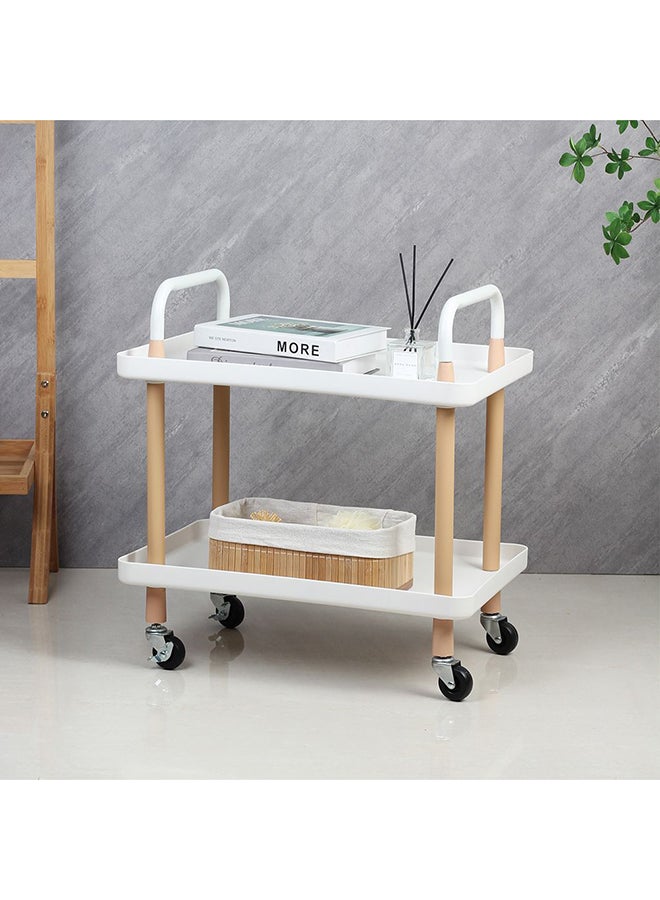 DANUBE HOME Macaw Metal Storage Cart With 2 Storeys – Durable Multi-Tier Metal Organizer Trolley with Wheels for Home, Office, Kitchen Storage, Portable Space-Saving Rolling Cart  L53.5XW36XH55Cm  - Image 2