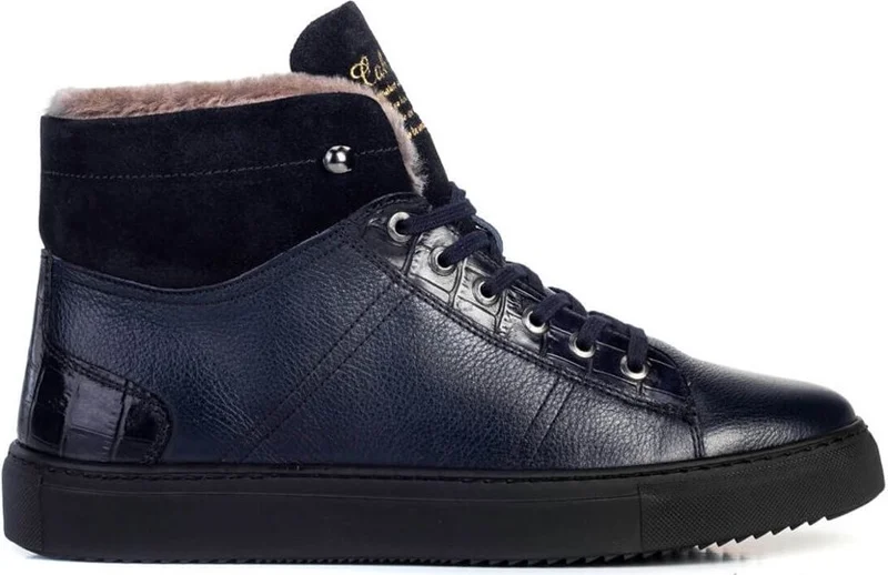 Cabani Osaka Real Leather & Fur Sneaker Men's Boots 454K1508 Navy Blue
