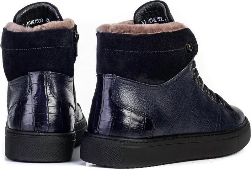 Cabani Osaka Real Leather & Fur Sneaker Men's Boots 454K1508 Navy Blue