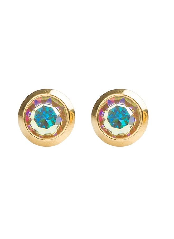 Studex - 3MM Rainbow Crystal Bezel 24K Pure Gold Plated Ear Studs - Image 1