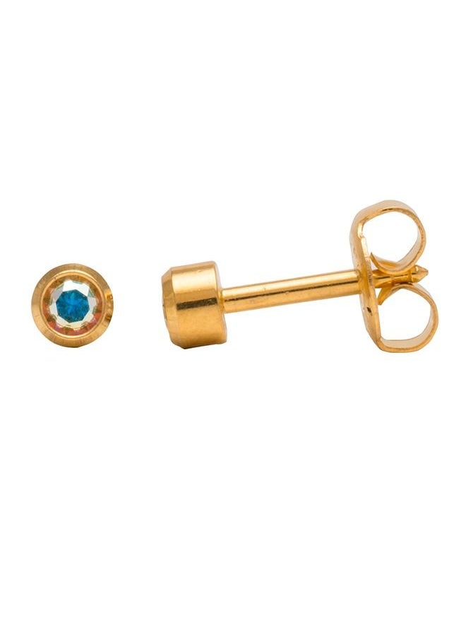 Studex - 3MM Rainbow Crystal Bezel 24K Pure Gold Plated Ear Studs - Image 1