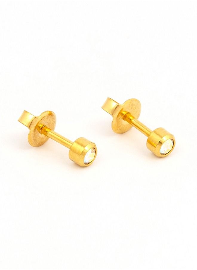 Studex - 3MM Rainbow Crystal Bezel 24K Pure Gold Plated Ear Studs - Image 1