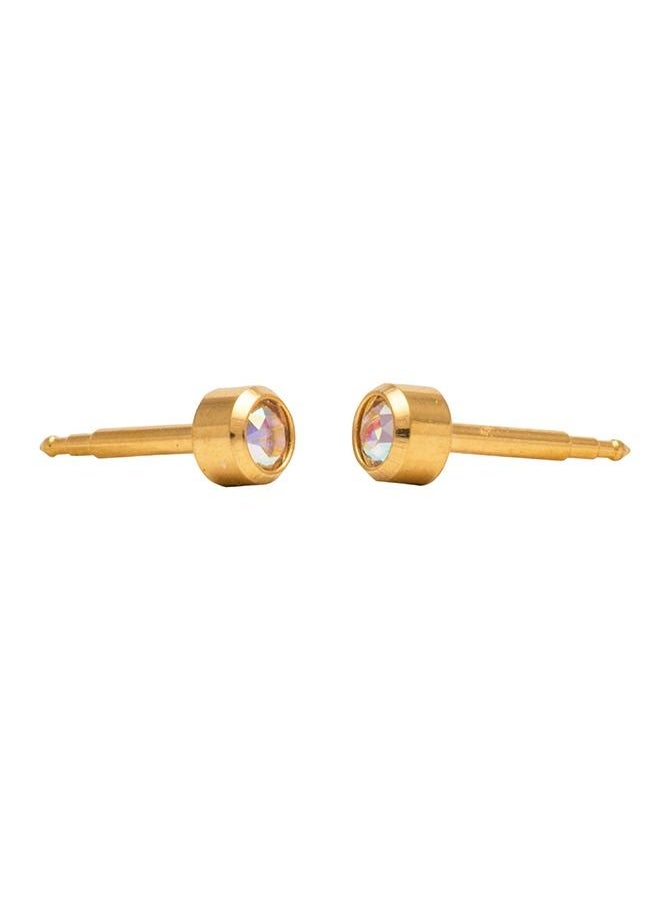 Studex - 3MM Rainbow Crystal Bezel 24K Pure Gold Plated Ear Studs - Image 1