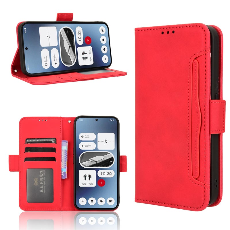 HuHa Case Cover For Nothing Phone 2a Skin Feel Calf Texture Card Slots Leather Phone Case(Red) - Image 1