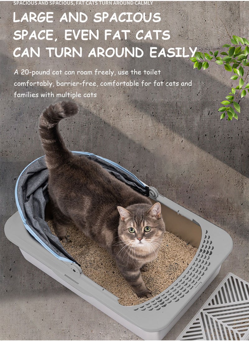 Kidle Closed Stainless Steel Cat Litter Box Extra Large Capacity Pet Waste Room With Fabric Canopy To Prevent Benefits Stainless Steel Basin Bottom Is Scratch-Resistant And Wear-Resistant And Easy To Clean 60*40*45cm  - Image 2