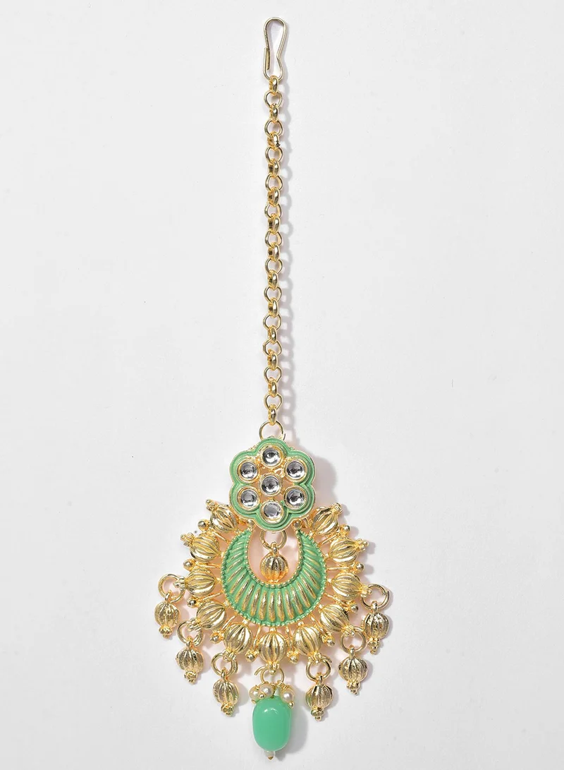 SOHI Green Stone-Studded Artificial Jewellery Set