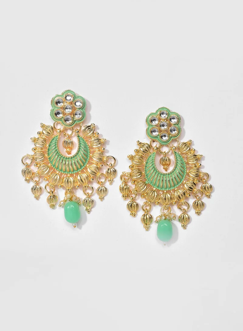 SOHI Green Stone-Studded Artificial Jewellery Set