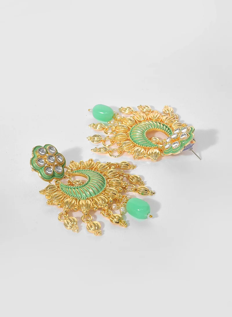 SOHI Green Stone-Studded Artificial Jewellery Set