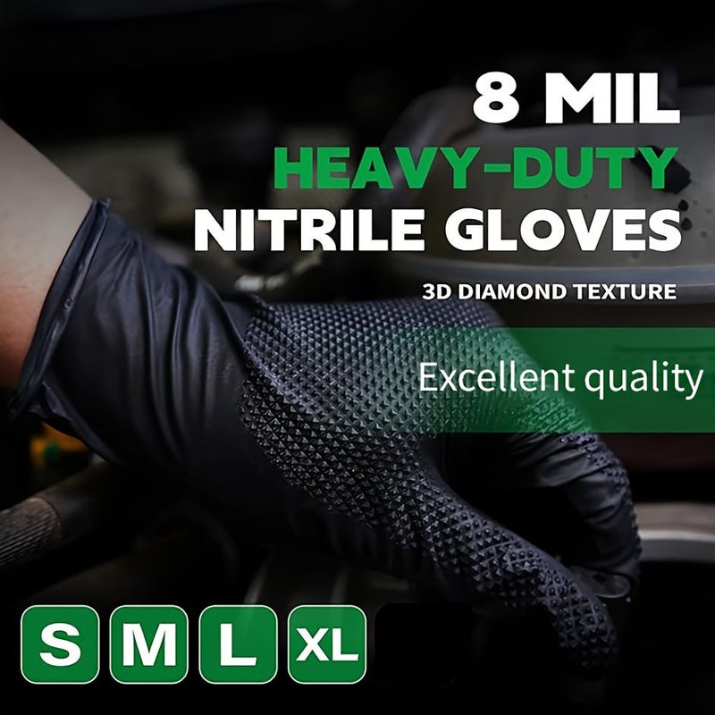 30 PCS Black Diamond Textured Disposable Nitrile Gloves Powder Free Latex Free Cleaning Supplies For Home Car Wash Non Slip - Image 4