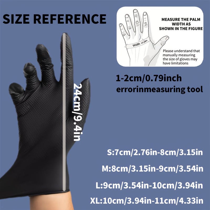 30 PCS Black Diamond Textured Disposable Nitrile Gloves Powder Free Latex Free Cleaning Supplies For Home Car Wash Non Slip - Image 3