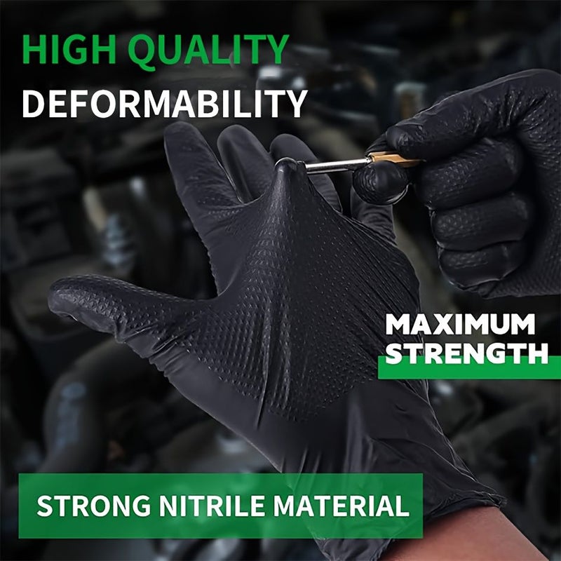 30 PCS Black Diamond Textured Disposable Nitrile Gloves Powder Free Latex Free Cleaning Supplies For Home Car Wash Non Slip - Image 5