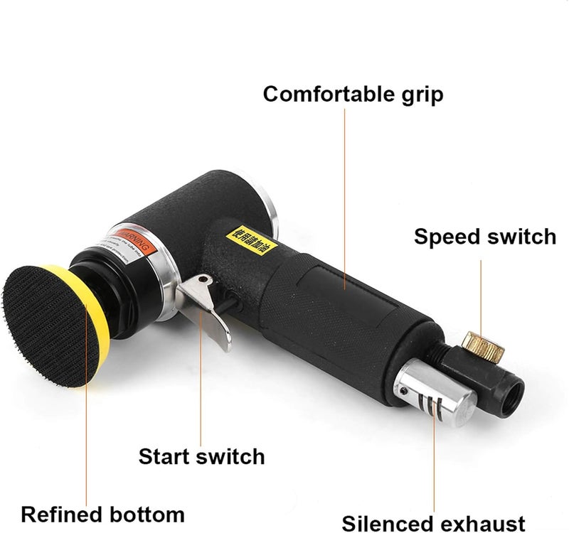 Pneumatic Grinding Machine, Pneumatic Polisher with Double Rotation Grinding, Air Sander for Waxing and Polishing, Alloy Pneumatic Air Tools with Adjustable Speed, 2/3 Inch Grindin - Image 5