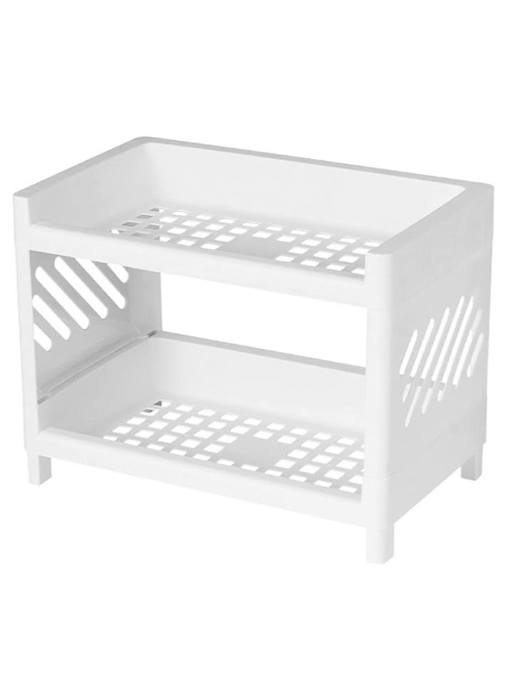 Arabest Desk Storage Rack, Desk Organizer Shelf Top Shelf Stand Plastic Bathroom Countertop Organizer Corner Shelf Bedroom Storage Tray Storage Shelf Storage Box Toiletries  - Image 1