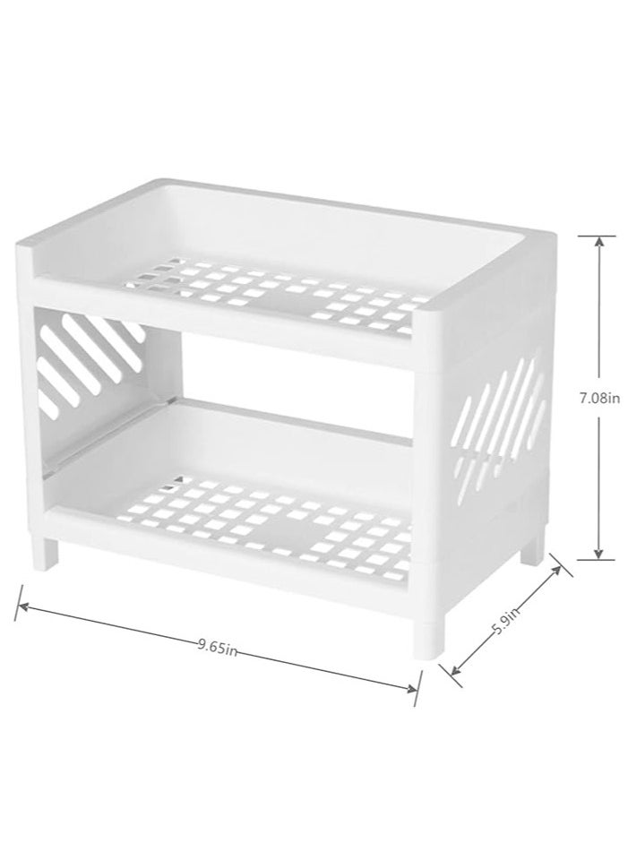 Arabest Desk Storage Rack, Desk Organizer Shelf Top Shelf Stand Plastic Bathroom Countertop Organizer Corner Shelf Bedroom Storage Tray Storage Shelf Storage Box Toiletries  - Image 3