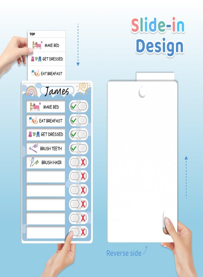 CustomMaster 4 in 1 Namable Chore Chart for Kids, Dry Erase Morning/Bedtime Routine Chart for Kids for Refrigerator, Magnetic Visual Schedule for Kids Toddlers to Do List Checklist for Multiple Kids - Image 4