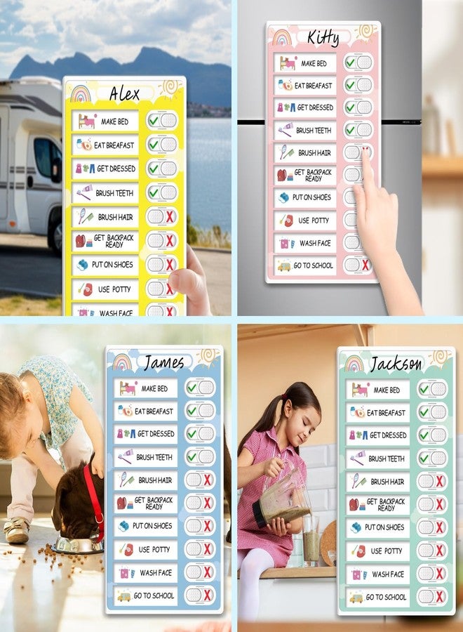 CustomMaster 4 in 1 Namable Chore Chart for Kids, Dry Erase Morning/Bedtime Routine Chart for Kids for Refrigerator, Magnetic Visual Schedule for Kids Toddlers to Do List Checklist for Multiple Kids - Image 5