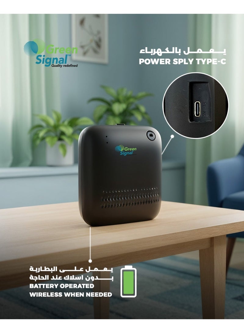 جرين سيجنال فواحة زيوت عطرية  صغيرة الحجم بتقنية البلوتوث - جهاز محمول لنشر الزيوت العطرية للمنزل والمكتب | تغطية 200 متر مكعب | خزان سعة 170 مل | يعمل بمنفذ USB-C أو بالبطارية - Image 3