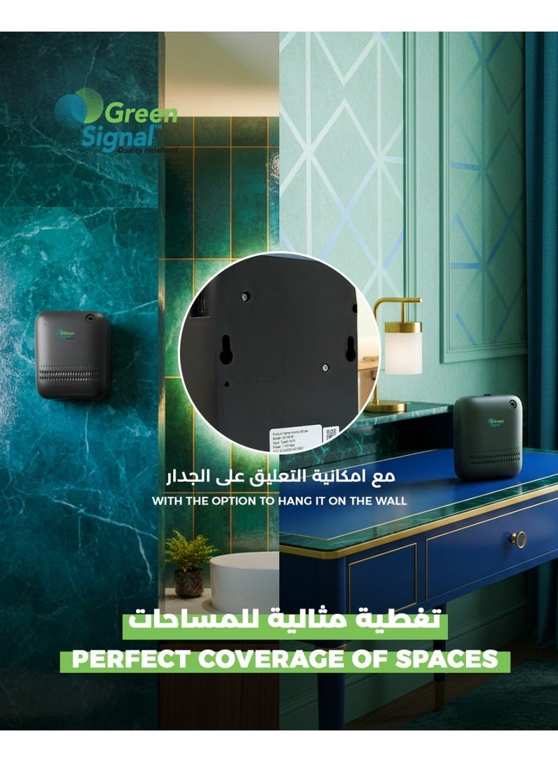 جرين سيجنال فواحة زيوت عطرية  صغيرة الحجم بتقنية البلوتوث - جهاز محمول لنشر الزيوت العطرية للمنزل والمكتب | تغطية 200 متر مكعب | خزان سعة 170 مل | يعمل بمنفذ USB-C أو بالبطارية - Image 4