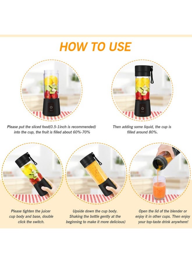 WAOKN - Portable Juicer, Electric USB Blender, Portable Juicer for Milkshakes and Smoothies, Six Blades - Image 1