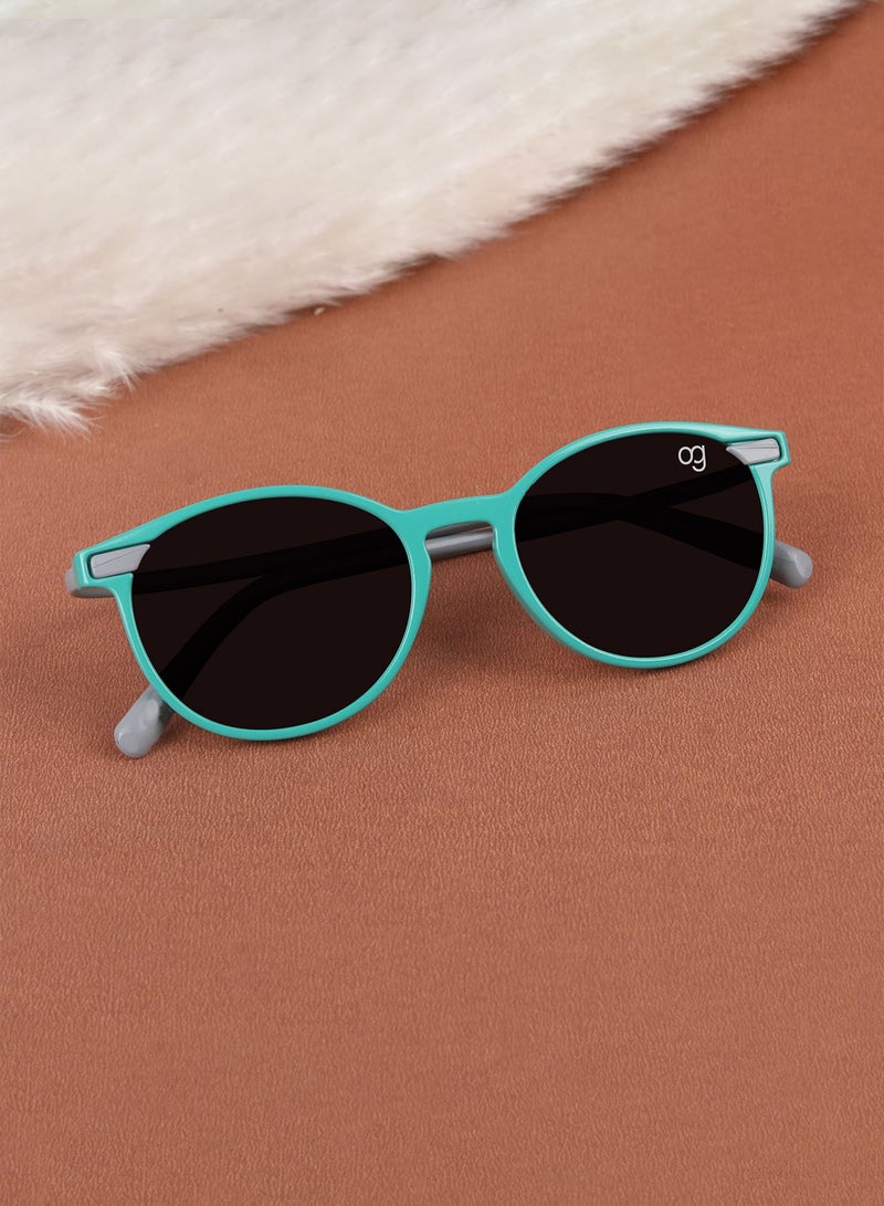 Woggles Stylish Green & Grey Wayfarer Kids Sunglasses - Image 1