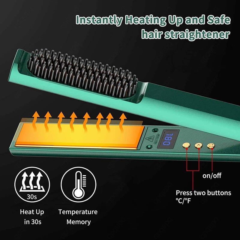 Adrohai 3 in 1 Hair Curler and Brush Comb Professional Flat Iron for Hair Curler Straightening Iron Hair Straightener Brush Electric Hair Brush Hot Iron Comb Hair Straightener Curler Electric Hot Comb - Image 3