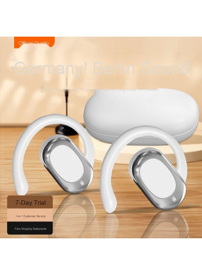 360° Rotating Wireless Bluetooth Earhook Headphones – Open-Design Noise Reduction for Sports – High-Fidelity Sound