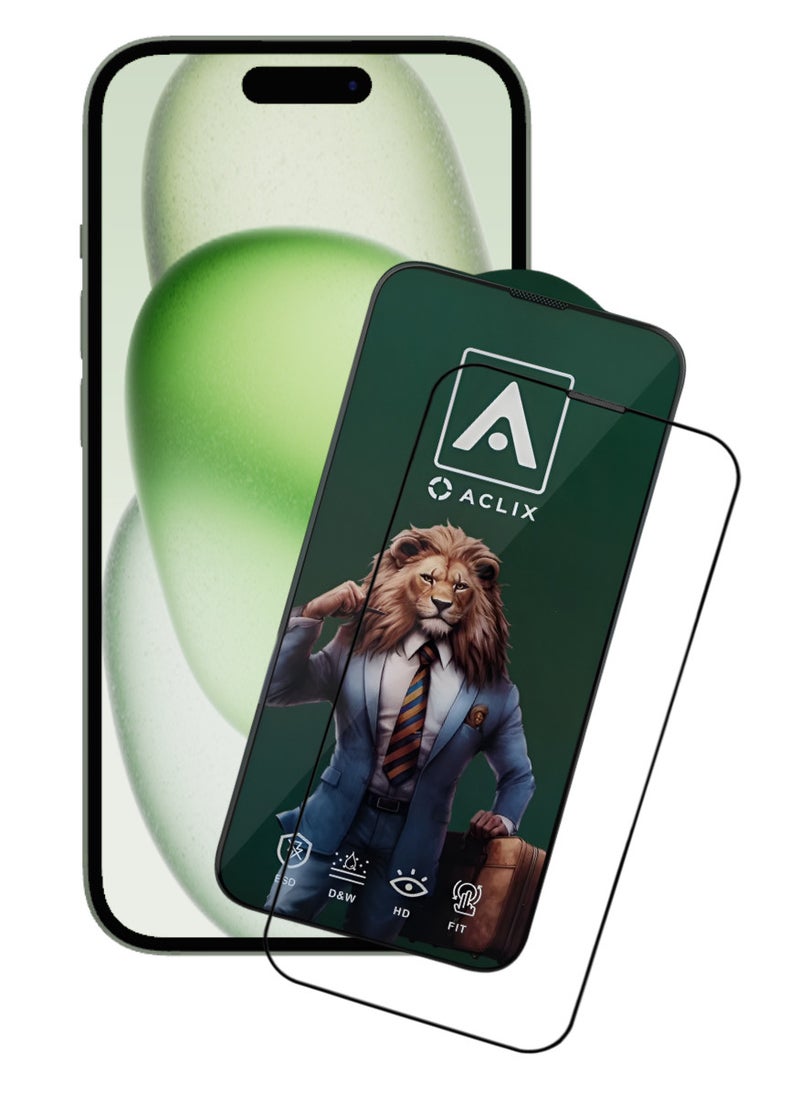 ACLIX Antistatic ESD Dustproof Premium Quality High Definition Tempered Glass Screen Protector Designed For  iPhone 15 Plus - Image 1