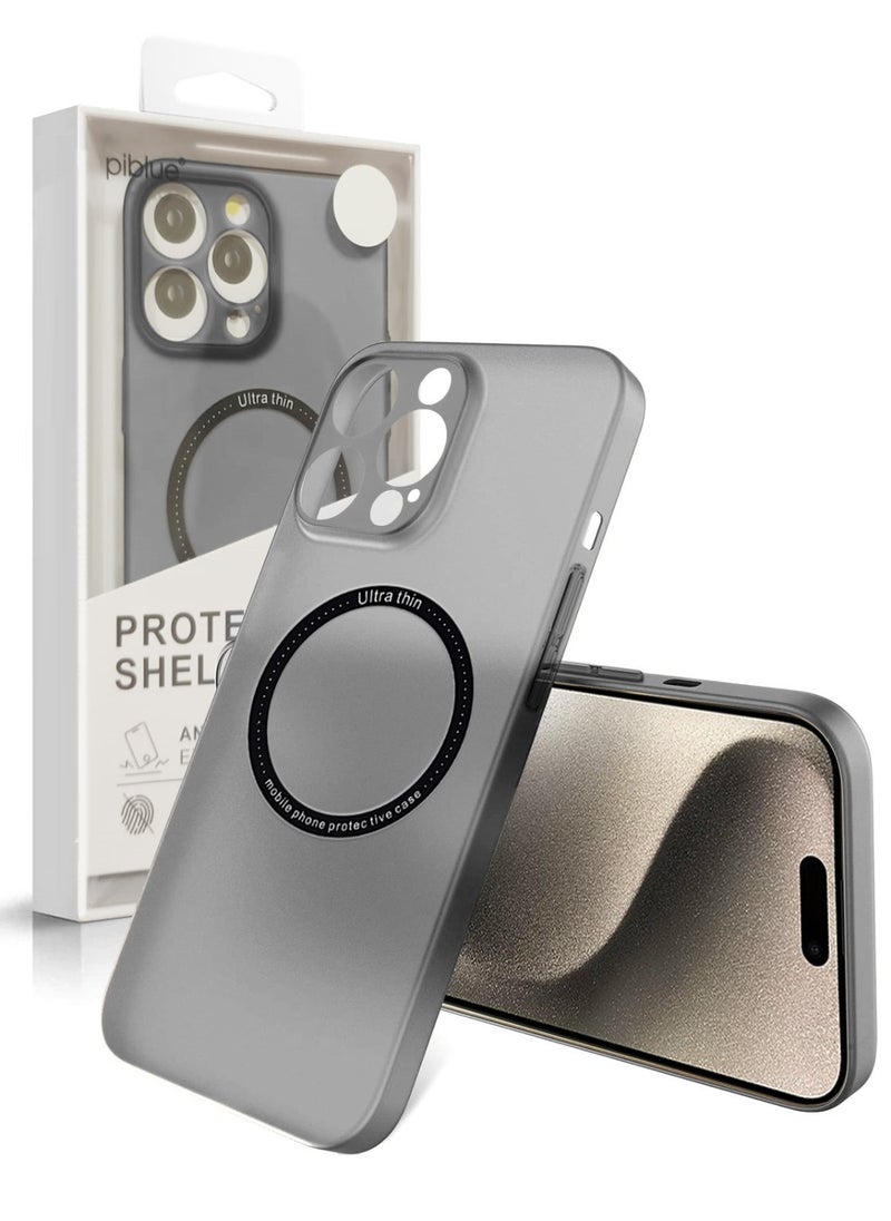 PiBlue - Piblue Frosted Transparent MagSafe Case Cover for Apple iPhone 15 Pro Max - Seamless Ultra Thin, Anti-Fall, Anti-Fingerprint - Black - Image 1