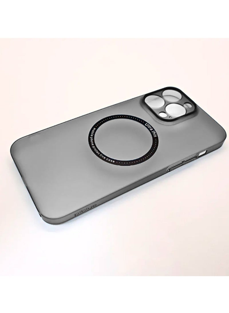 PiBlue - Piblue Frosted Transparent MagSafe Case Cover for Apple iPhone 15 Pro Max - Seamless Ultra Thin, Anti-Fall, Anti-Fingerprint - Black - Image 1