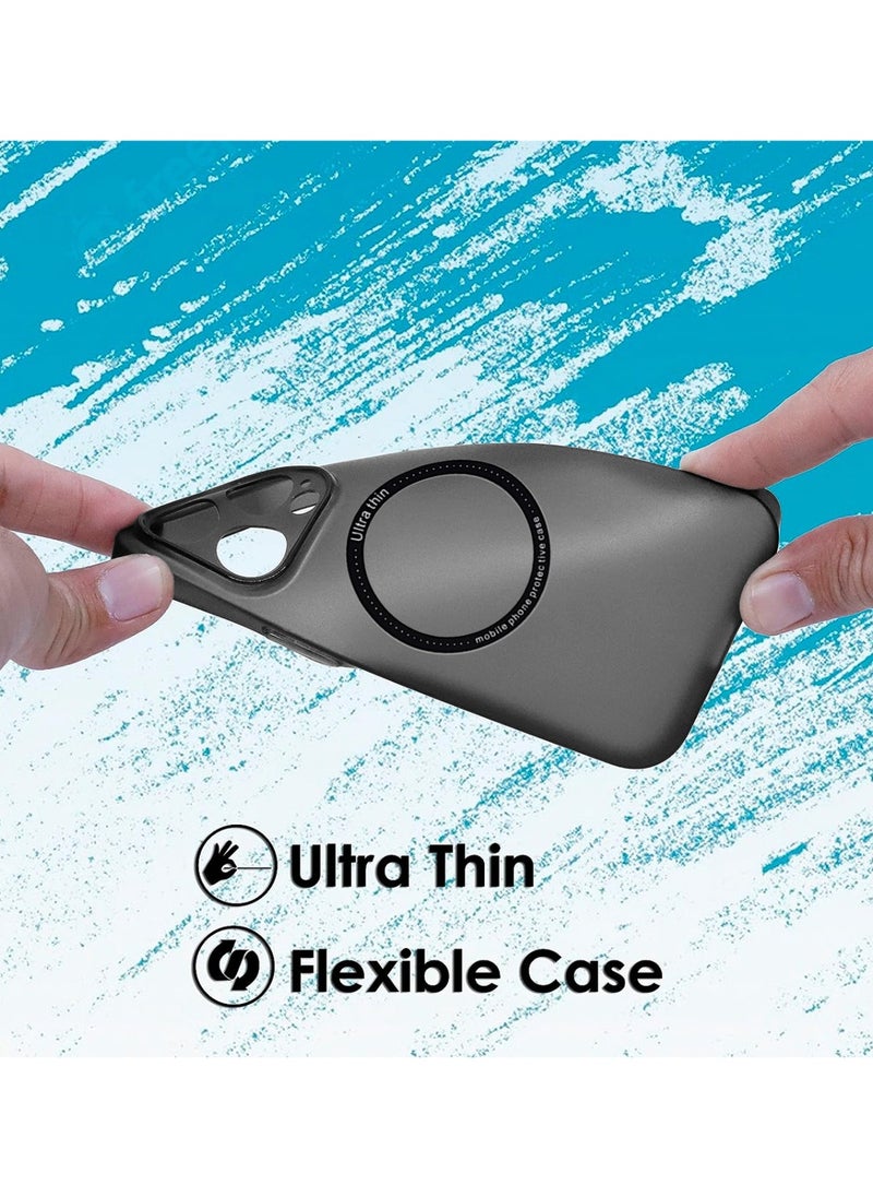 PiBlue - Piblue Frosted Transparent MagSafe Case Cover for Apple iPhone 15 Pro Max - Seamless Ultra Thin, Anti-Fall, Anti-Fingerprint - Black - Image 1