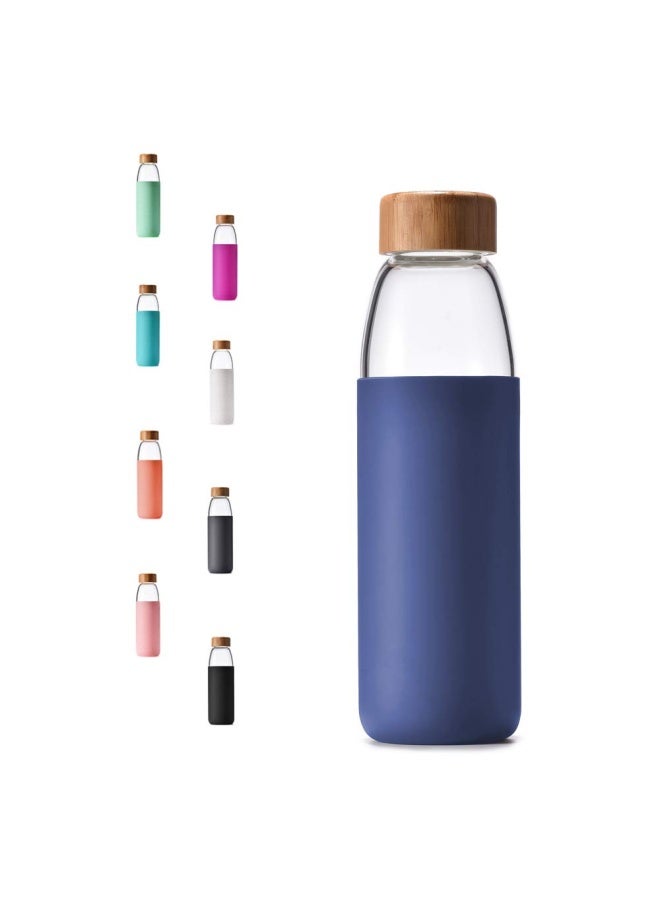 Generic Veegoal  Glass Water Bottles 18 Oz Borosilicate with Bamboo Lid BPA-FREE Non-Slip Silicone Sleeve and Stainless Steel Leak Proof Lid - Glass Water Bottle for Men and Women - Image 1