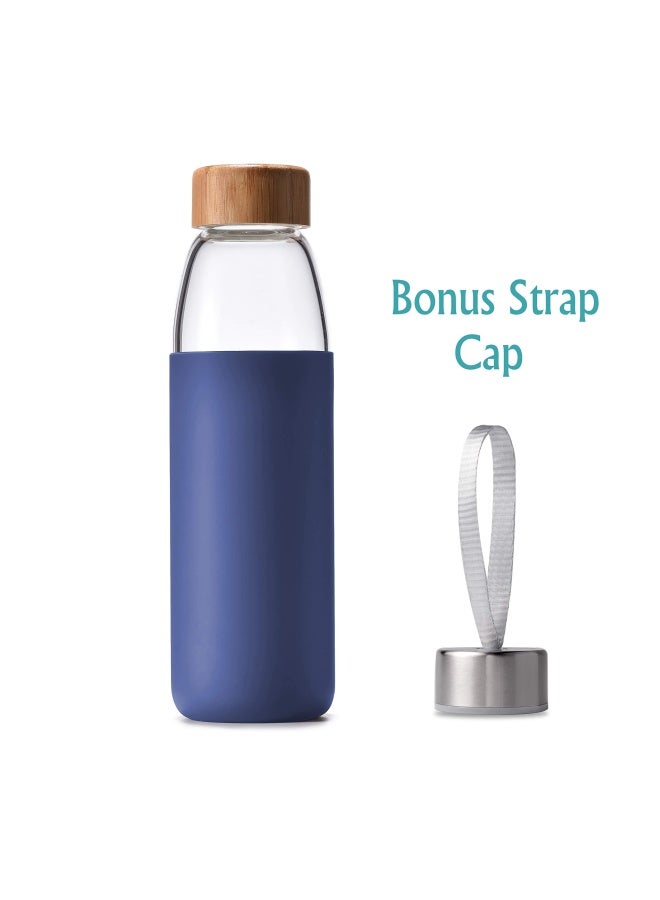 Generic Veegoal  Glass Water Bottles 18 Oz Borosilicate with Bamboo Lid BPA-FREE Non-Slip Silicone Sleeve and Stainless Steel Leak Proof Lid - Glass Water Bottle for Men and Women - Image 2