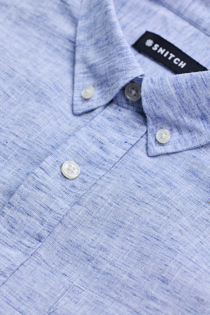 SNITCH Light Blue Textured Long Sleeve Slim Fit Shirt