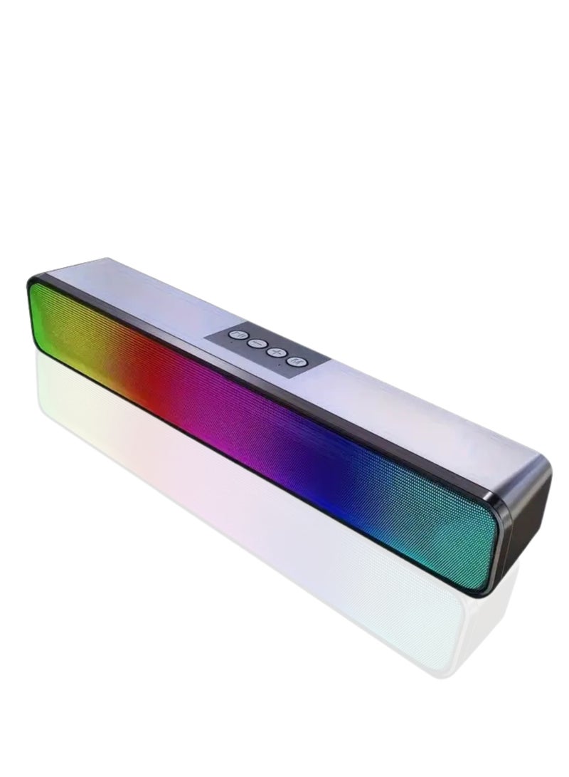 M8 RGB Soundbar Speaker – Portable Wireless Bluetooth Speaker with RGB Backlight, Long Battery Life, Rechargeable & Compact Design | Grey