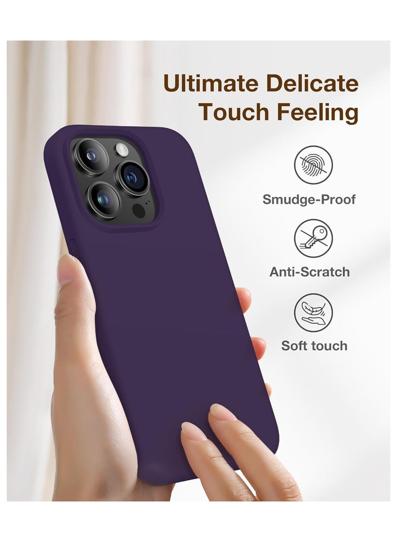 Case Compatible with iPhone 15 Pro Max, with 3X Screen Protector + 3X Camera Lens Protector, Liquid Silicone Shockproof Anti-Scratch Protective Microfiber Lining Phone Case (Deep Purple)  - Image 4